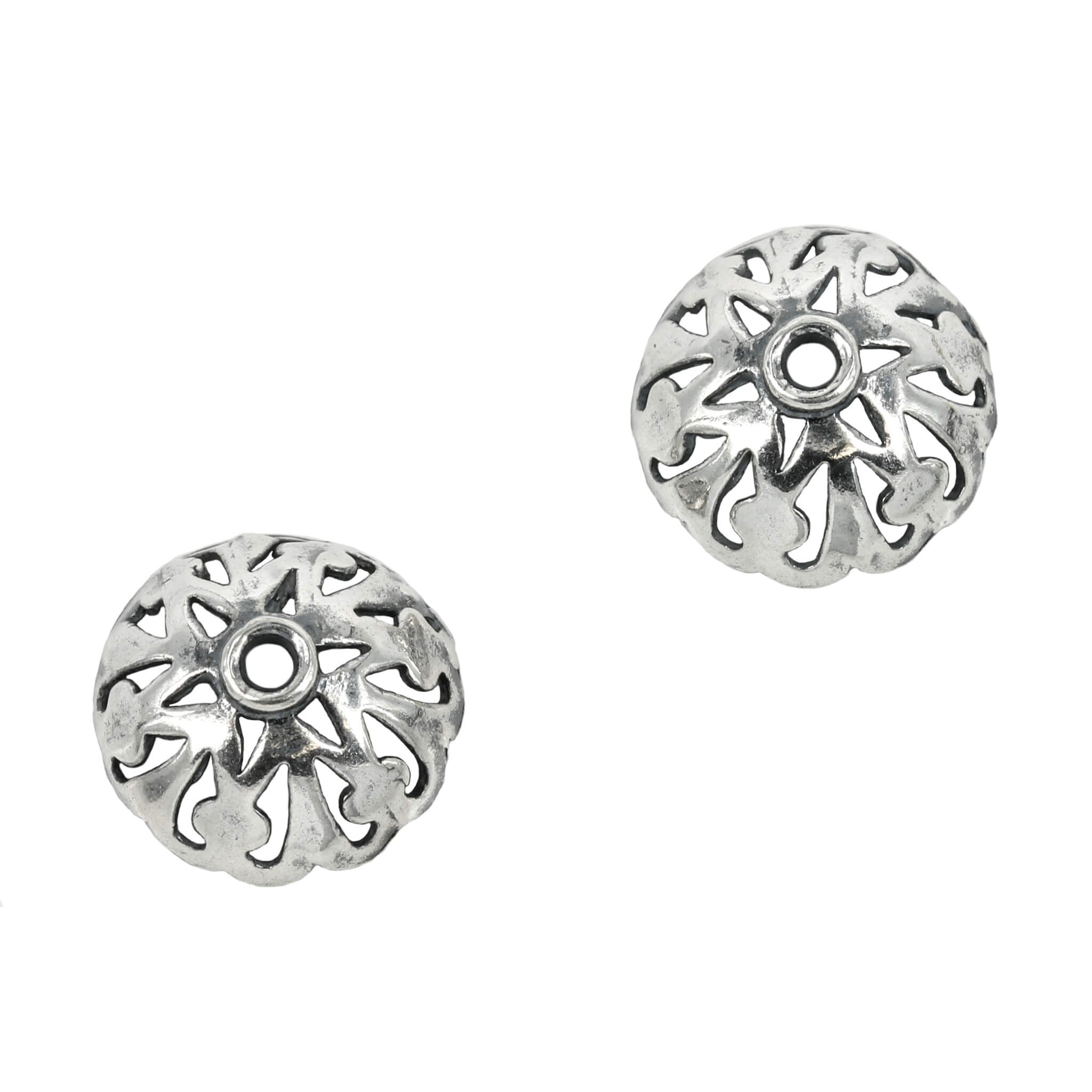 Patterned Bead Cap in Antique Sterling Silver 13.6mm