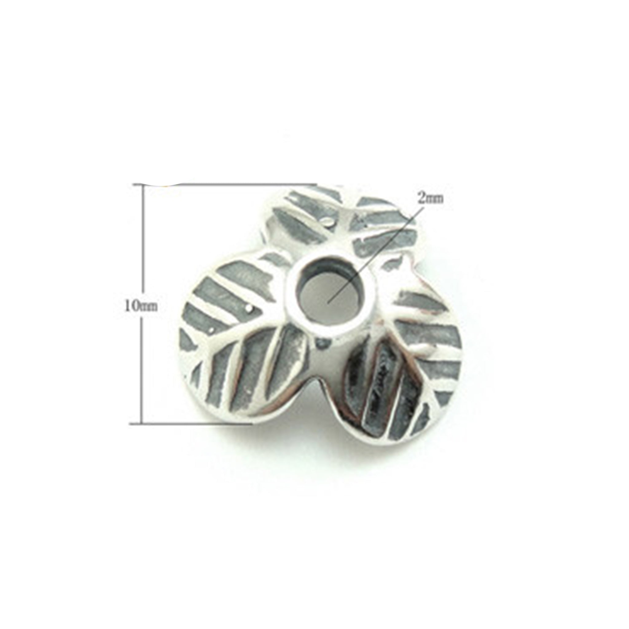 Leaf Bead Cap in Antique Sterling Silver 8.8mm