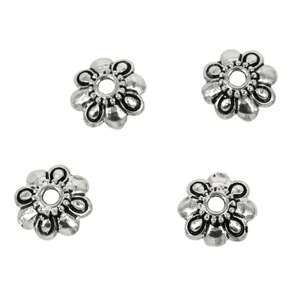 Flower Petals Bead Cap in Sterling Silver 9mm