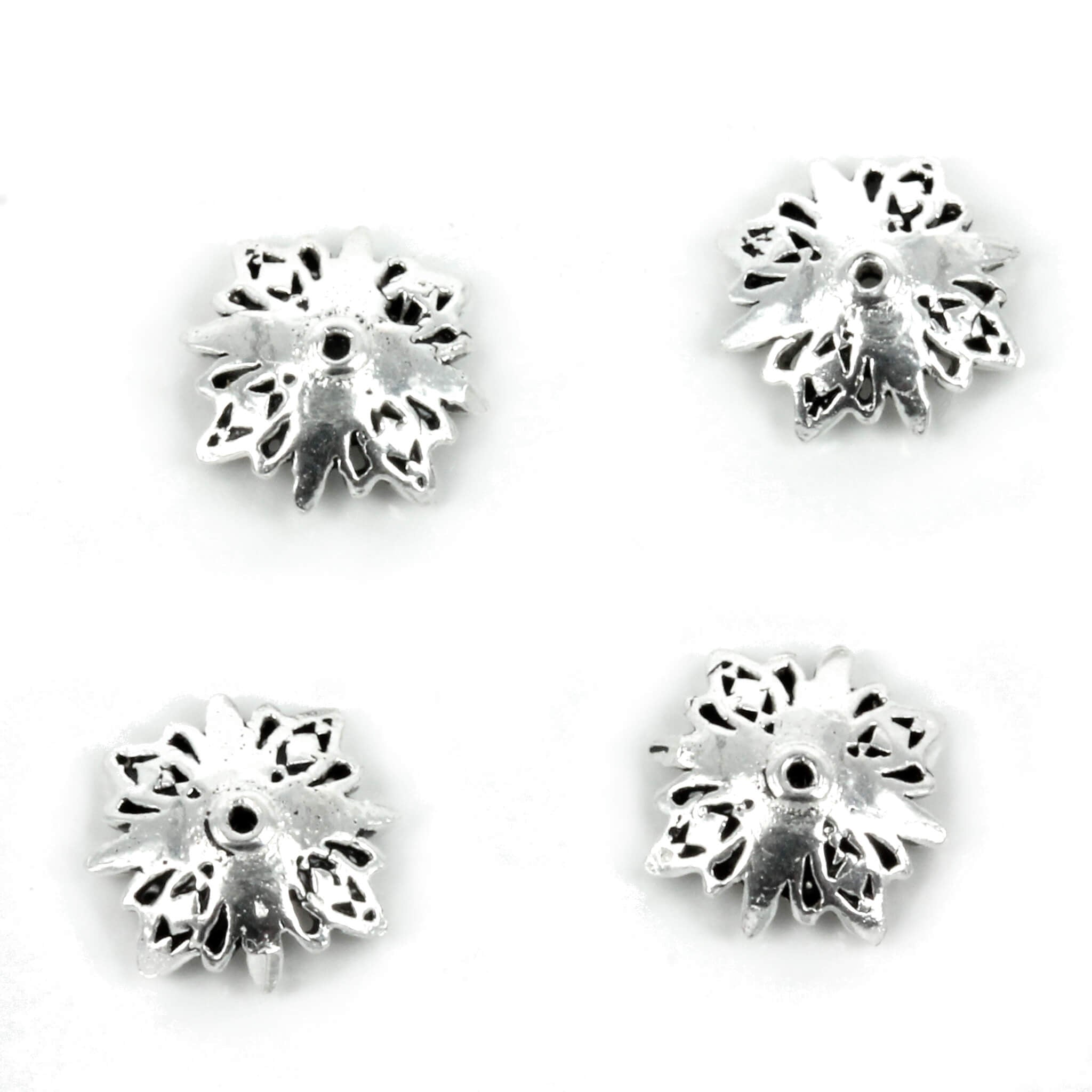 Snowflake Pierced Bead Cap in Sterling Silver 9mm