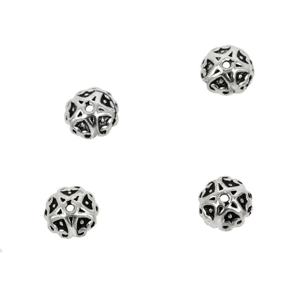 Star Patterned Bead Cap in Sterling Silver 6mm