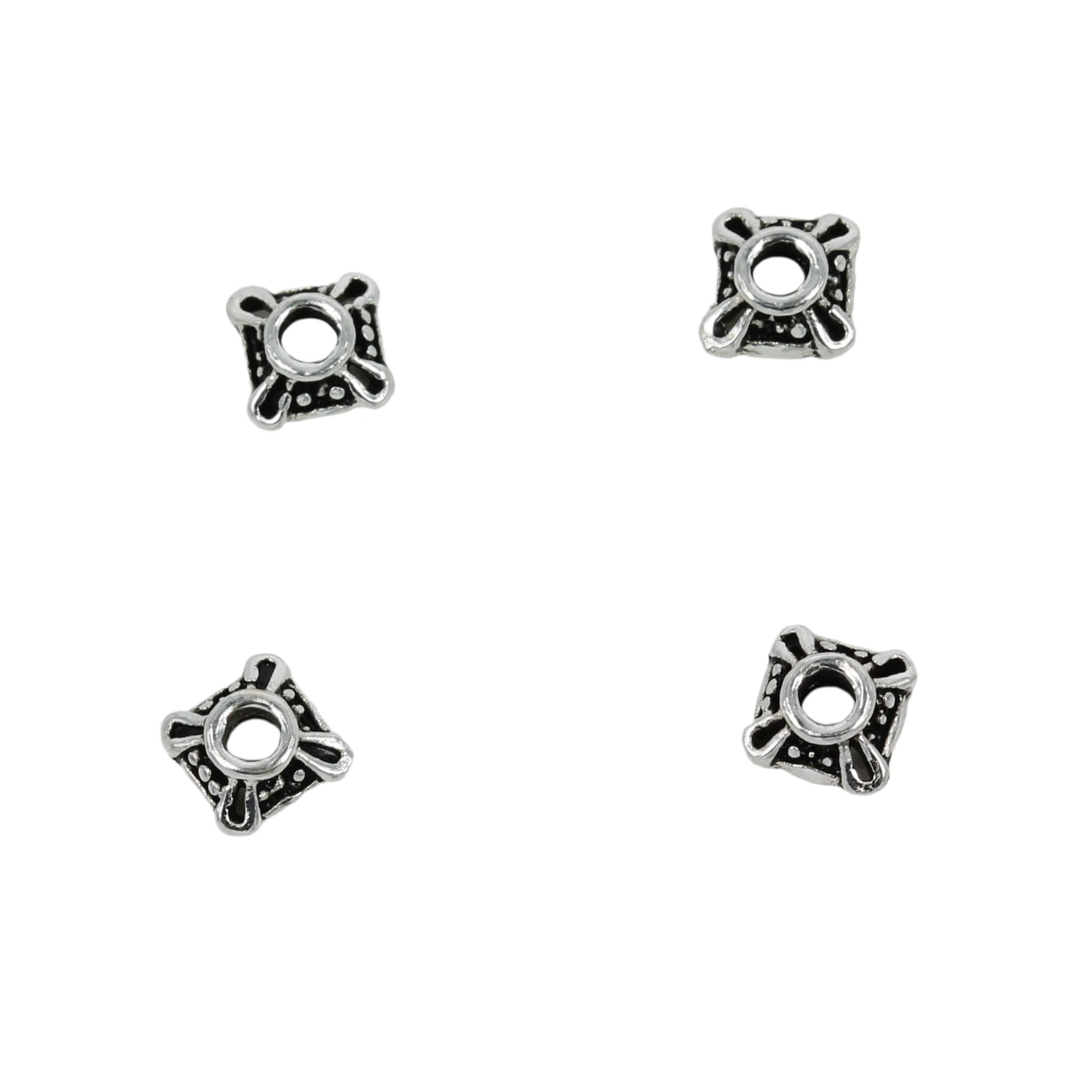 Bali-Style Square Bead Cap in Sterling Silver 5mm