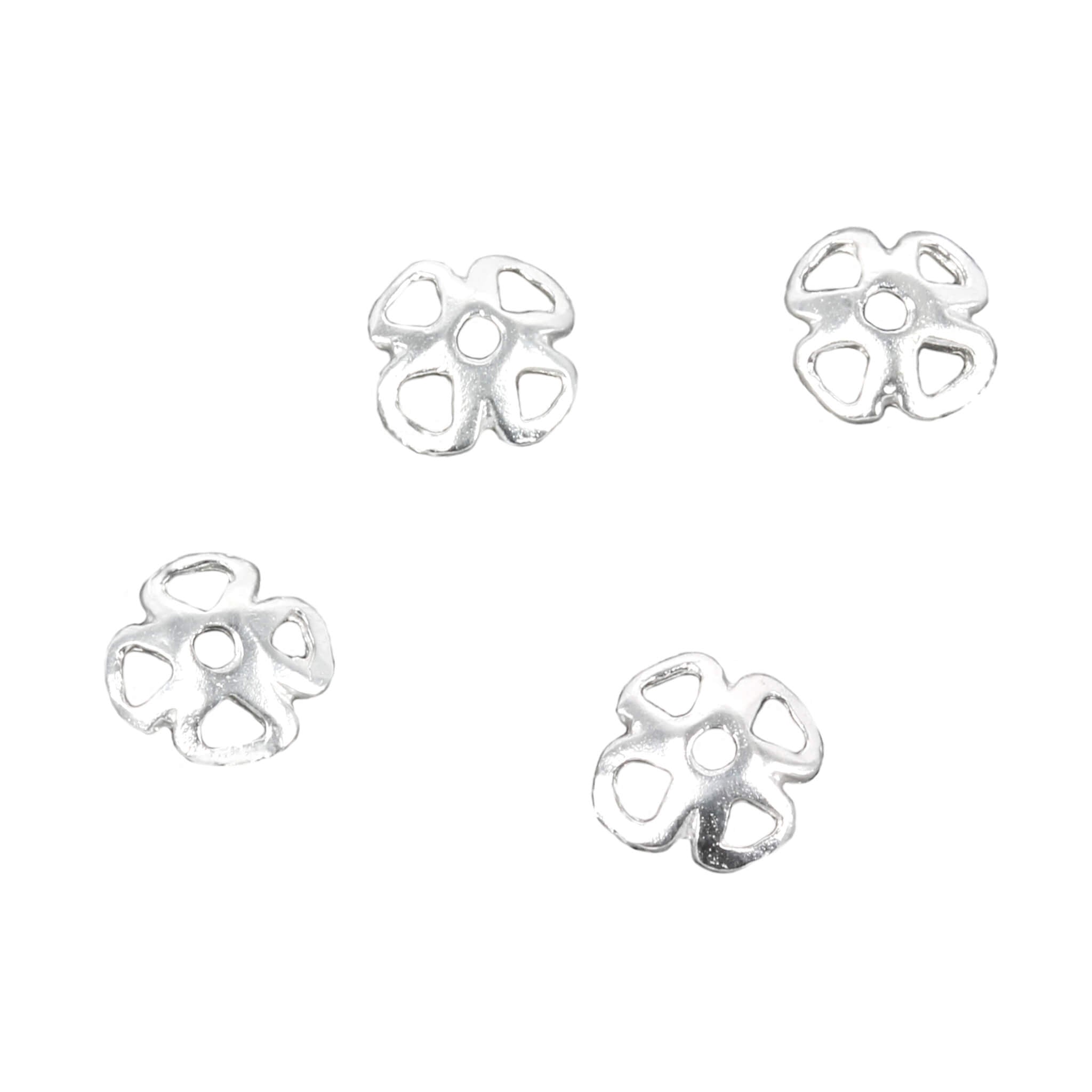 Four-leaf Clover Bead Cap in Sterling Silver 6mm