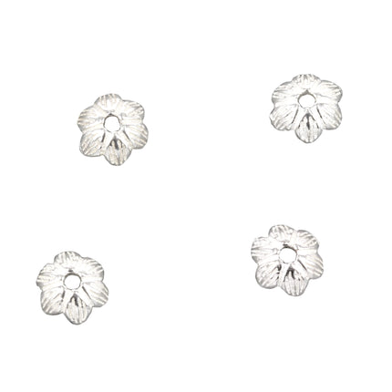 Patterned Flower Scalloped Bead Cap in Sterling Silver 5mm