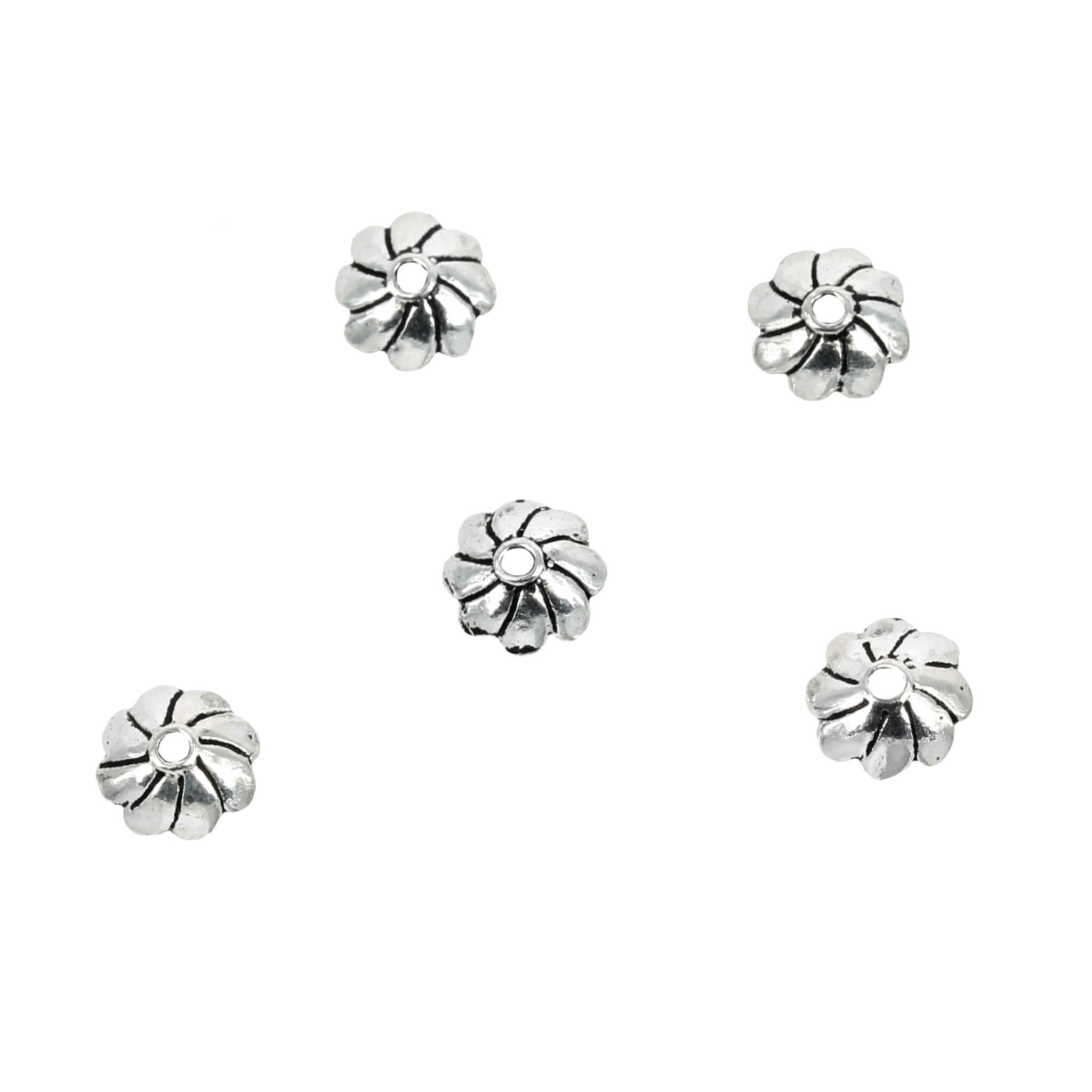 Radiating Scalloped Bead Cap in Sterling Silver 6mm