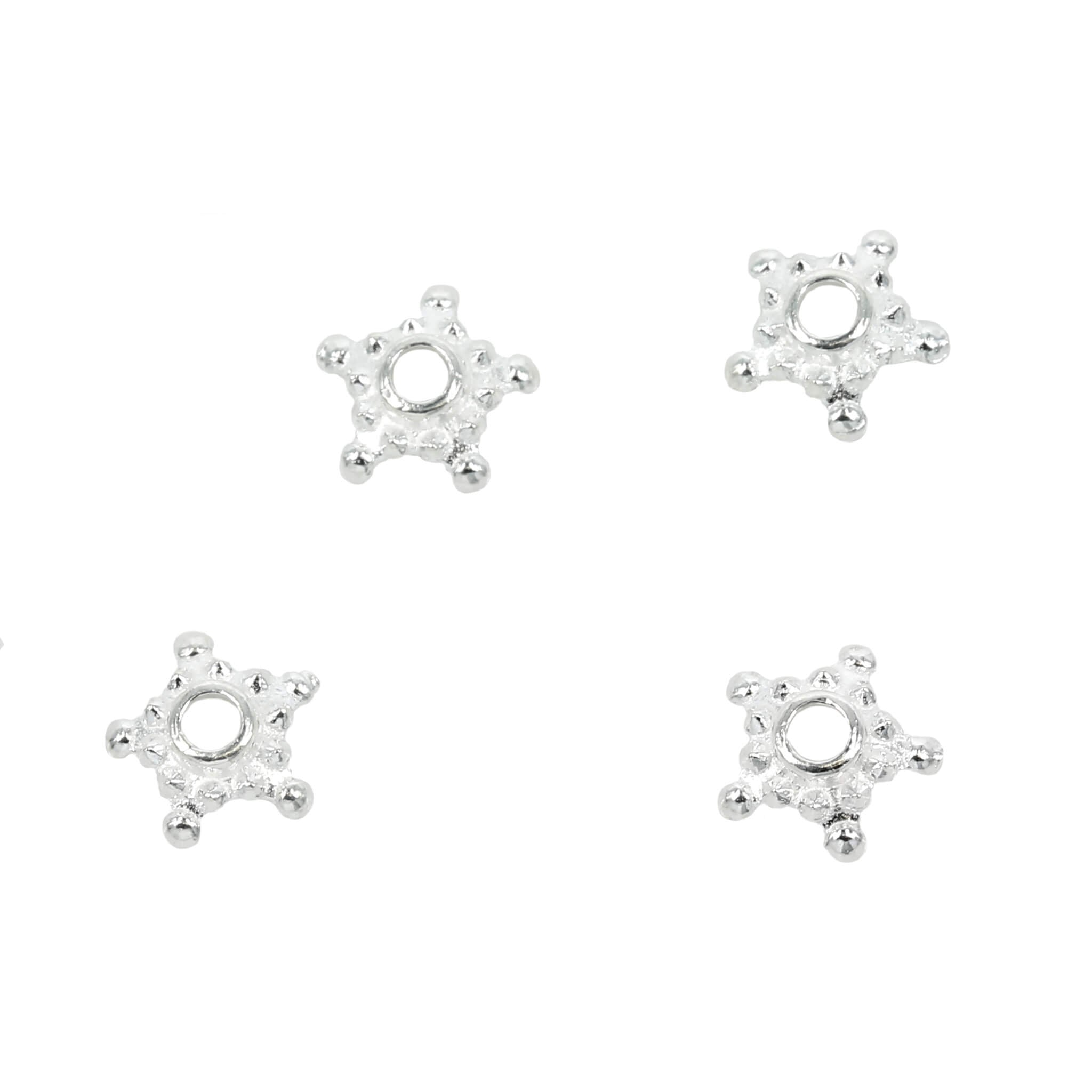 Bali-Style Star Granulation Bead Cap in Sterling Silver 8mm