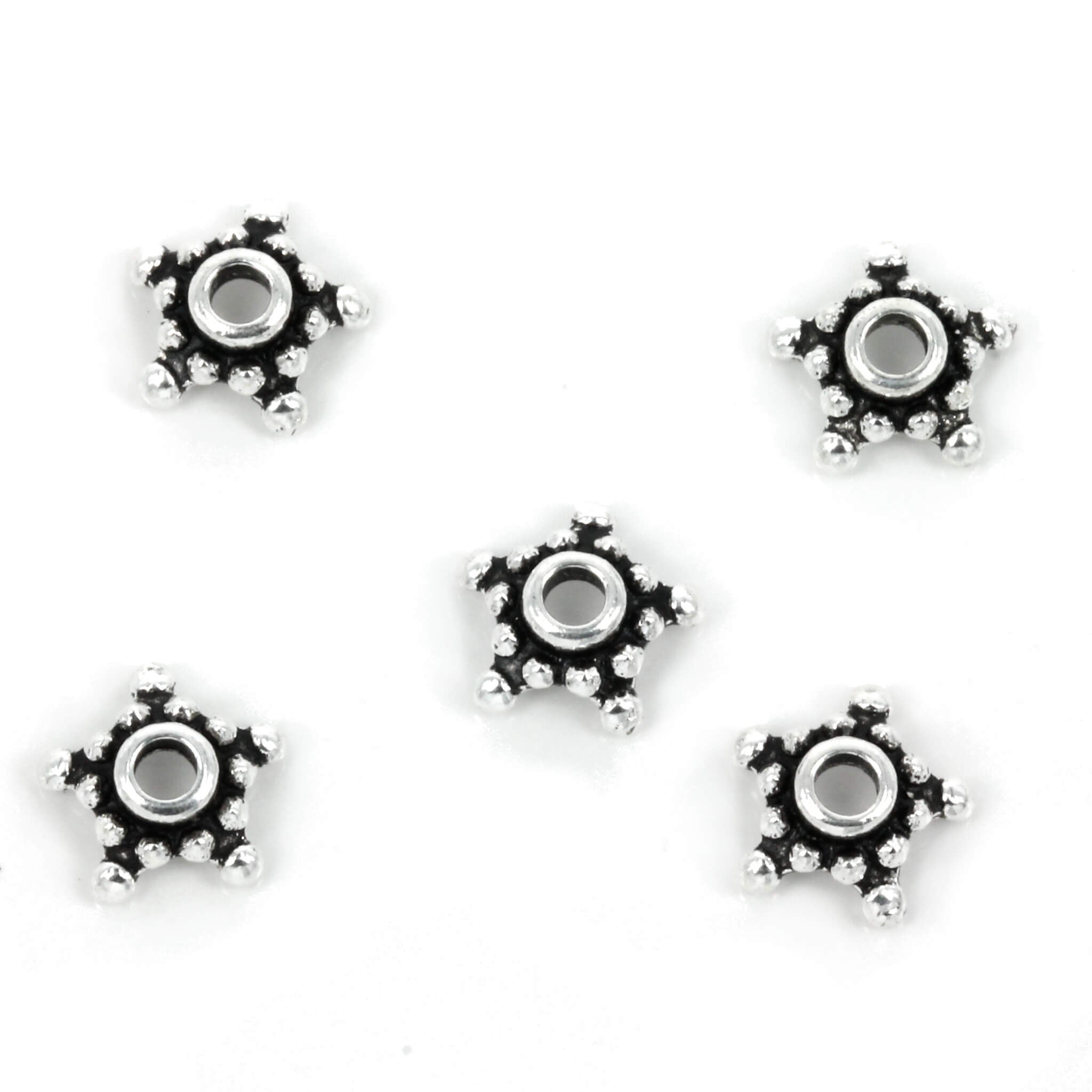 Bali-Style Star Granulation Bead Caps in Sterling Silver 8mm