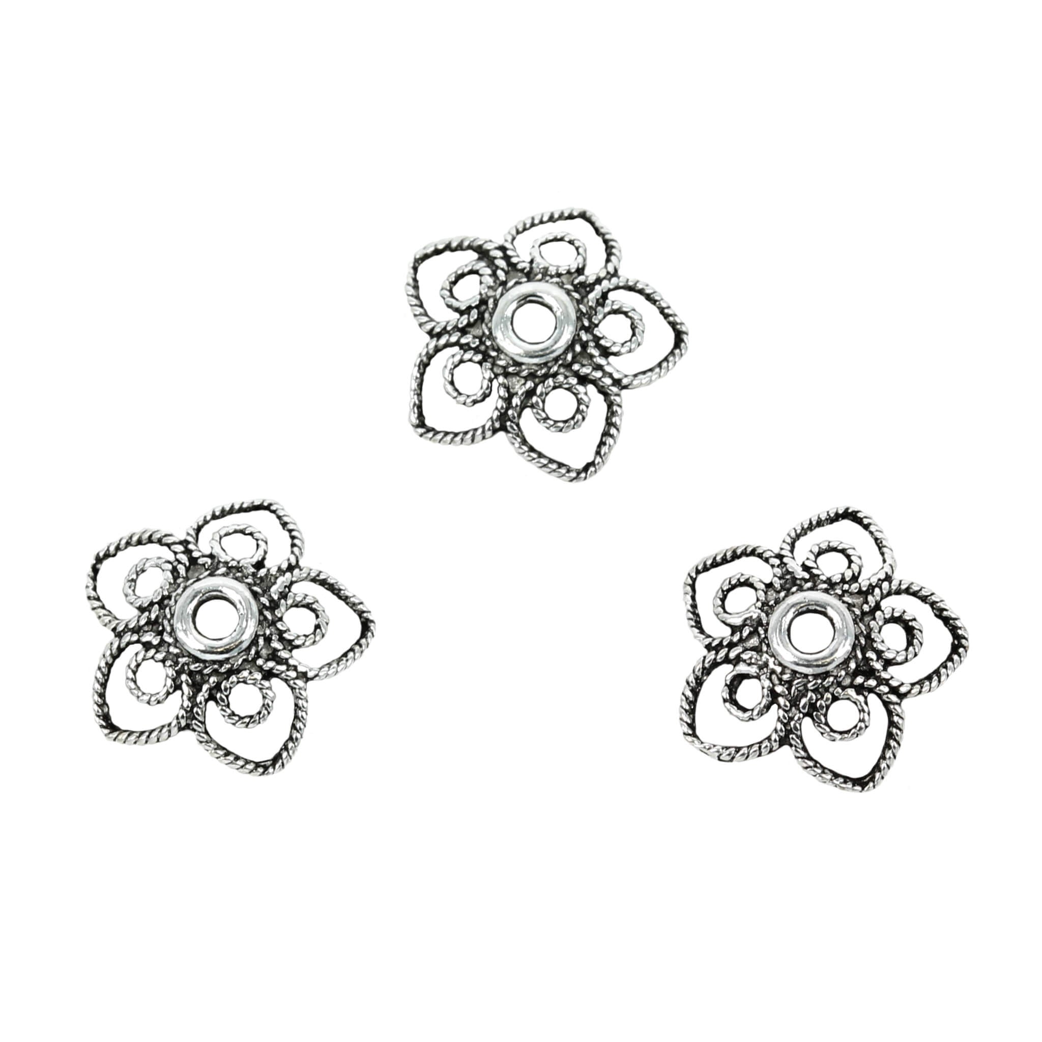 Flower Twisty-Wire Petals Bead Cap in Sterling Silver 11mm