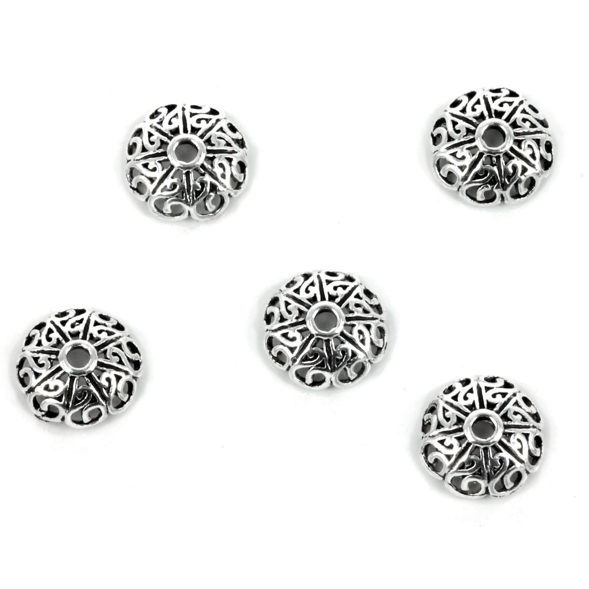 Open Rococo Patterned Bead Cap in Sterling Silver 7mm