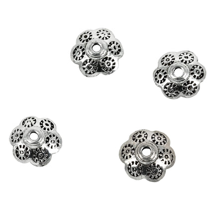 Flower Patterned Bead Cap in Antique Sterling Silver 9mm