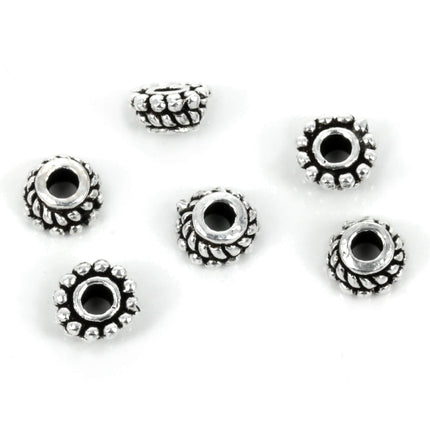 Bali-Style Granulation & Twists Bead Caps in Sterling Silver 6mm