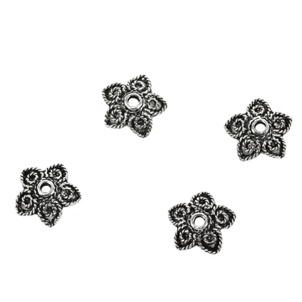 Bali-Style Star Bead Caps in Sterling Silver 10mm