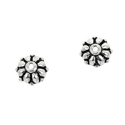 Dotted Flower Bead Cap in Sterling Silver 9mm