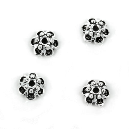 Dotted Flower Bead Cap in Sterling Silver 7mm
