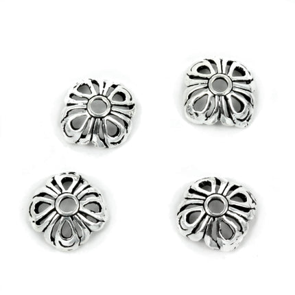 Open Square Flower Bead Cap in Sterling Silver 8mm