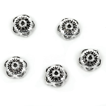 Open Patterned Scalloped Bead Cap in Sterling Silver 9mm