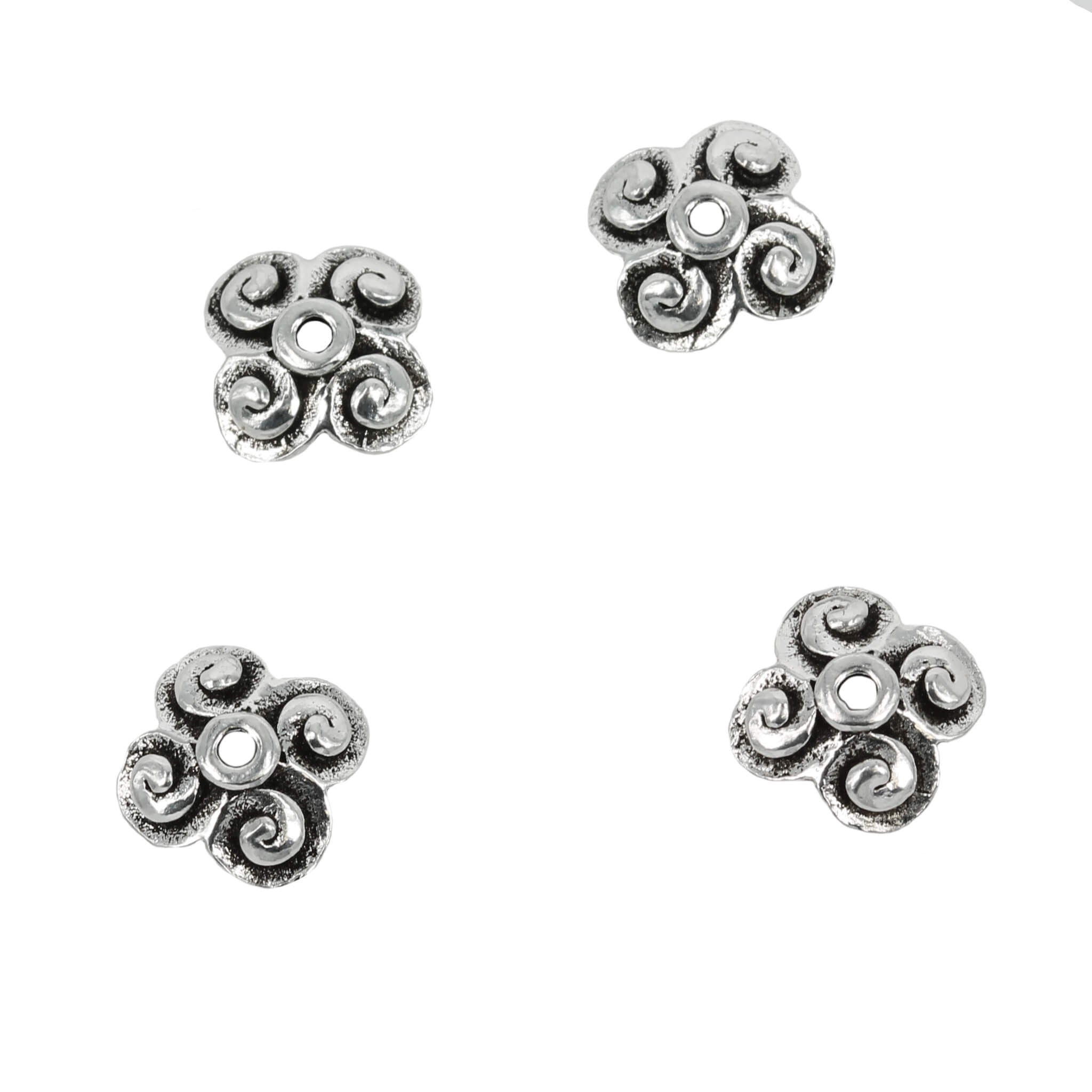 Spiral Pattern Bead Cap in Sterling Silver 8mm