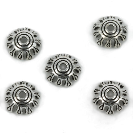 Drips Patterned Bead Cap in Sterling Silver 9mm