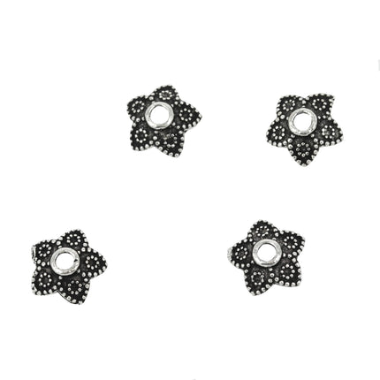 Bali-Style Star Bead Cap in Sterling Silver 7mm
