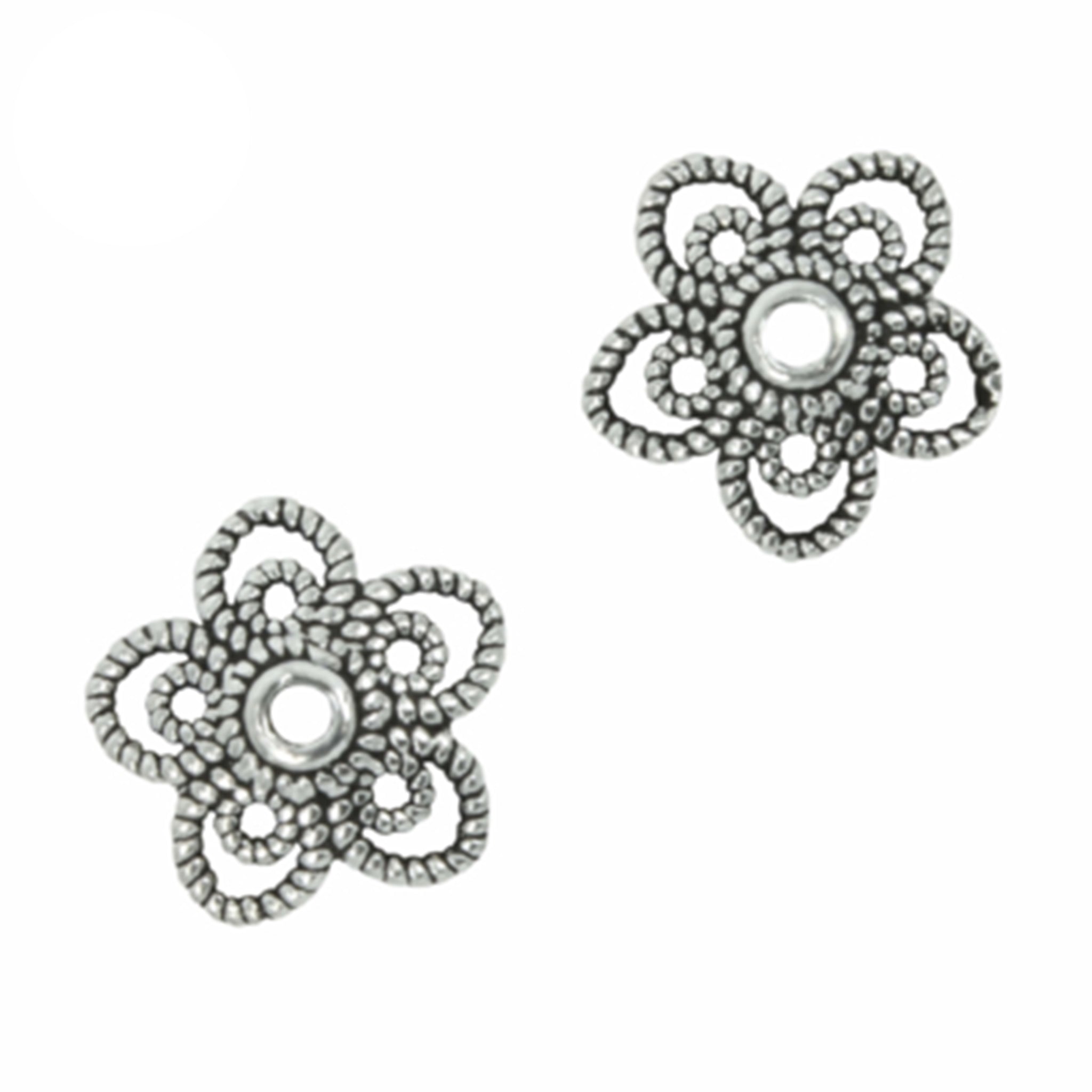 Bali-Style Flower Bead Cap in Sterling Silver 11mm