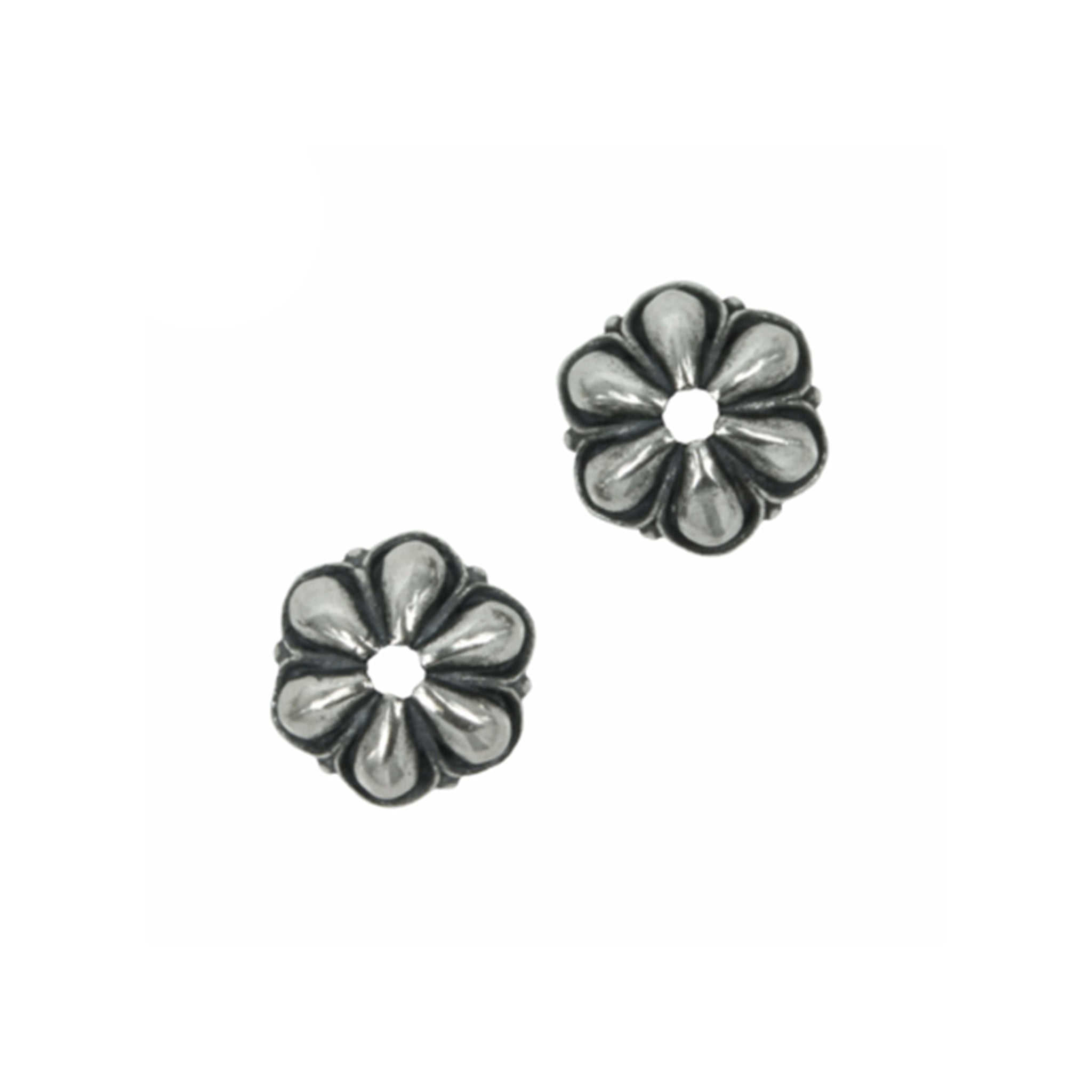 Domed Flower Bead Cap in Sterling Silver 9.5mm