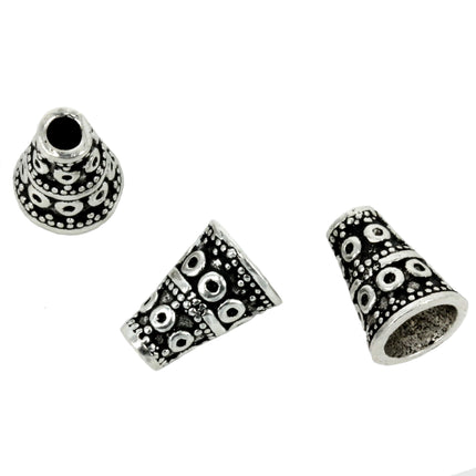 Bali-Style Cone End Cap in Sterling Silver 7x10mm