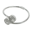 Hinged Cuff Bracelet Pearl Setting with Cubic Zirconias and Round Cup & Peg Mounting in Sterling Silver 8-10mm