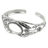 Floral Motif Cuff Bracelet with 15x20mm Oval Bezel Mounting in Sterling Silver