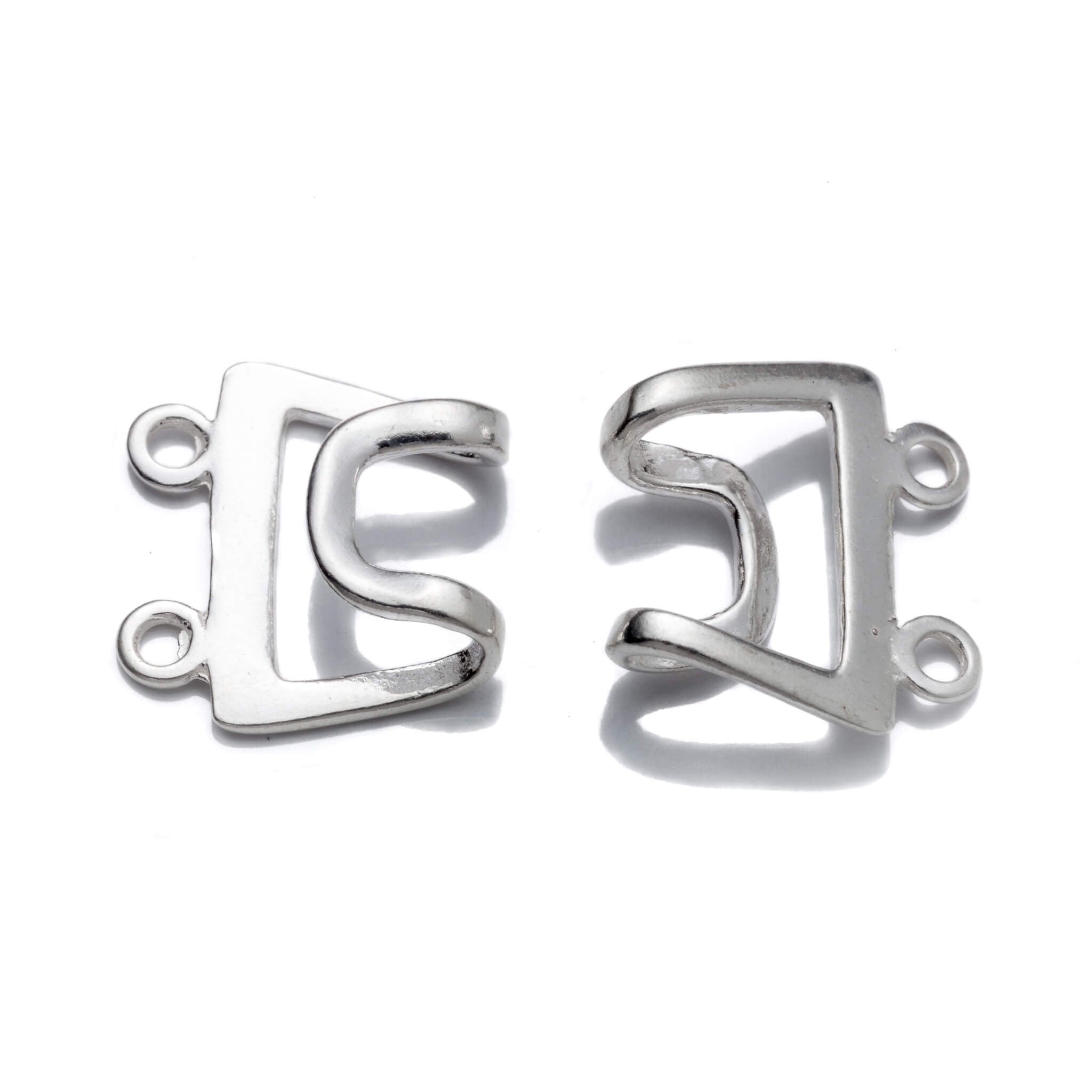 Two-Strand Hook and Eye Clasp in Sterling Silver 22.6x14.6mm