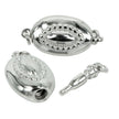 Push-Button Clasp with Oval Dots Pattern in Sterling Silver 10x20mm