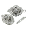 Push-Button Clasp with CZ's in Sterling Silver 12x20.5mm