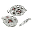 Push-Button Clasp with CZ's and Enamel Accents in Sterling Silver 10.5x20.5mm
