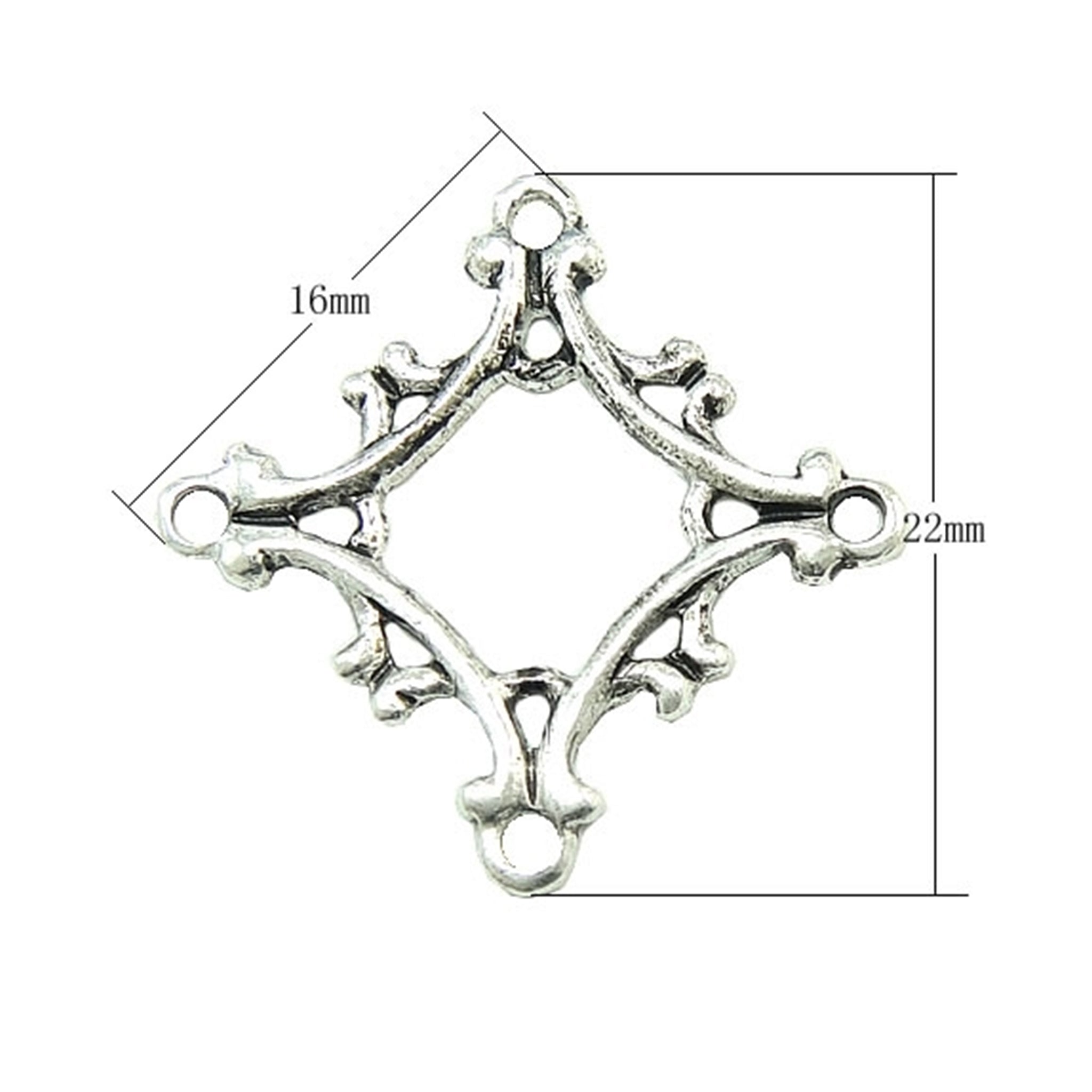 Square Connector in Antique Sterling Silver 16.4x16.4mm