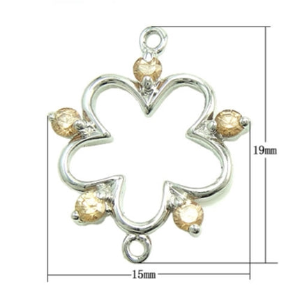 Flower Connector with Cubic Zirconia Inlay in Sterling Silver 18.9x15.6mm
