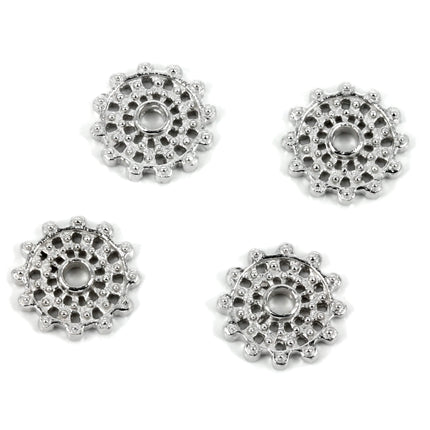 Stylized Cog With Granulation Bead Cap In Sterling Silver 11mm