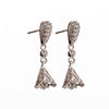 Pear Shape Ear Studs with Cubic Zirconia Inlays and Dangling Cup and Peg in Sterling Silver 6mm