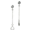 Ear Studs with Cubic Zirconia Inlays, Chain, and Pinch Bail in Sterling Silver 21 Gauge