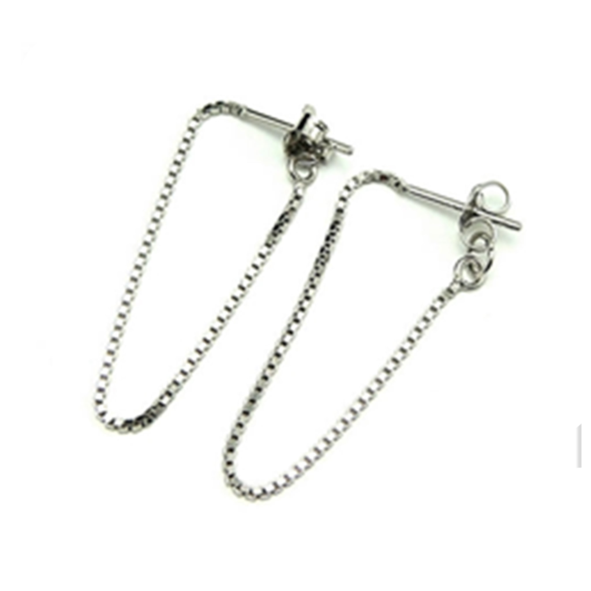 Ear Posts with Chain in Sterling Silver 10.7x69.2mm 21 Gauge