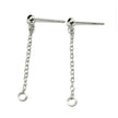 Ball Ear Studs with Chain in Sterling Silver 13.5x29.2mm