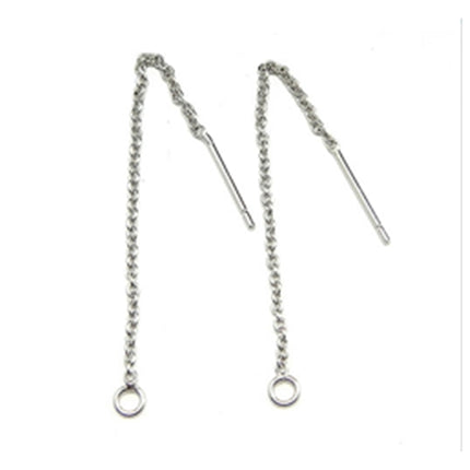 Ear Posts with Chain in Sterling Silver 12x51mm 21 Gauge