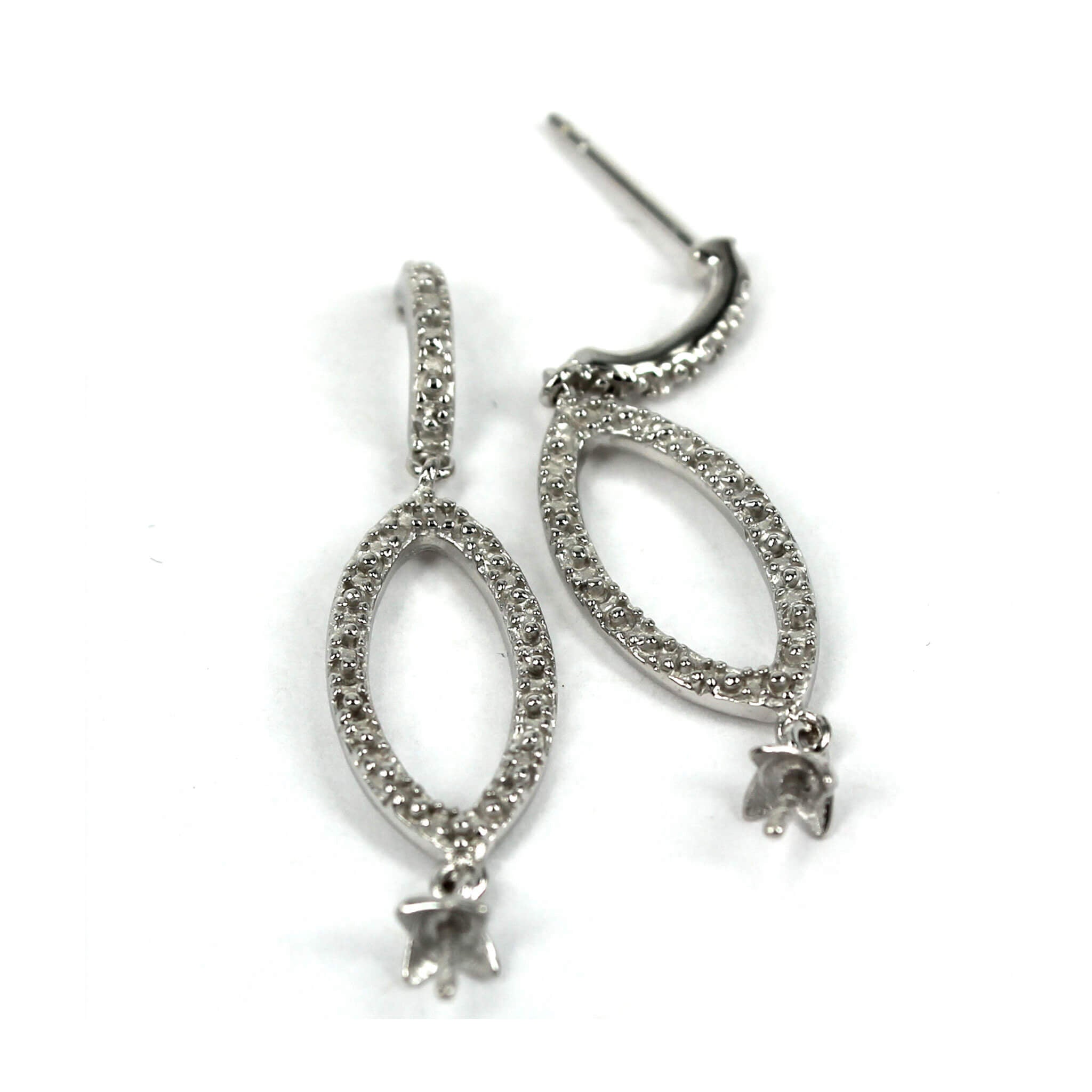 Ear Studs with Dangling Cup and Peg Mounting in Sterling Silver 3mm