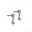 Ear Studs with Cubic Zirconia Inlays and Dangling Cup and Peg Mounting in Sterling Silver 3mm