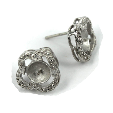 Ear Studs with Cup and Peg Mounting in Sterling Silver 5mm