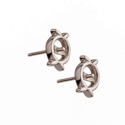 Ear Studs with Cup and Peg Mounting in Sterling Silver 5mm