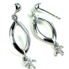 Ear Studs with Dangling Cup and Peg Mounting in Sterling Silver 4mm