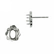 Spiral Fan Stud Earrings with Oval Prong Mounting in Sterling Silver for 5x7mm Stones