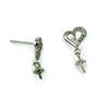 Ear Studs with Cubic Zirconia Inlays and Dangling Cup and Peg Mounting in Sterling Silver 4mm