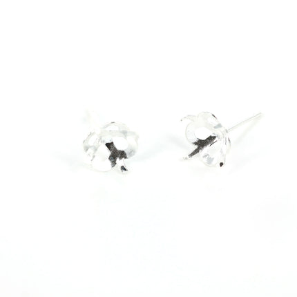 Ear Studs with Floral Mounting in Sterling Silver 8mm