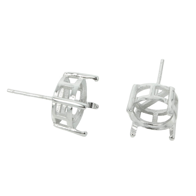 Round Basket Ear Studs in Sterling Silver 10mm