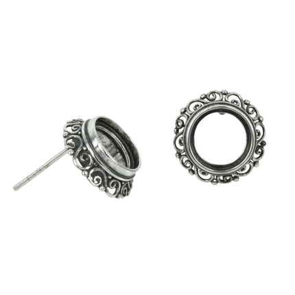Round Filigree Ear Studs in Sterling Silver 9mm